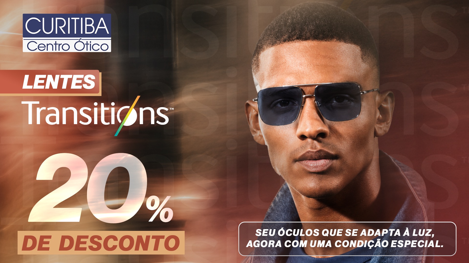 Lentes Transitions com 20% de desconto